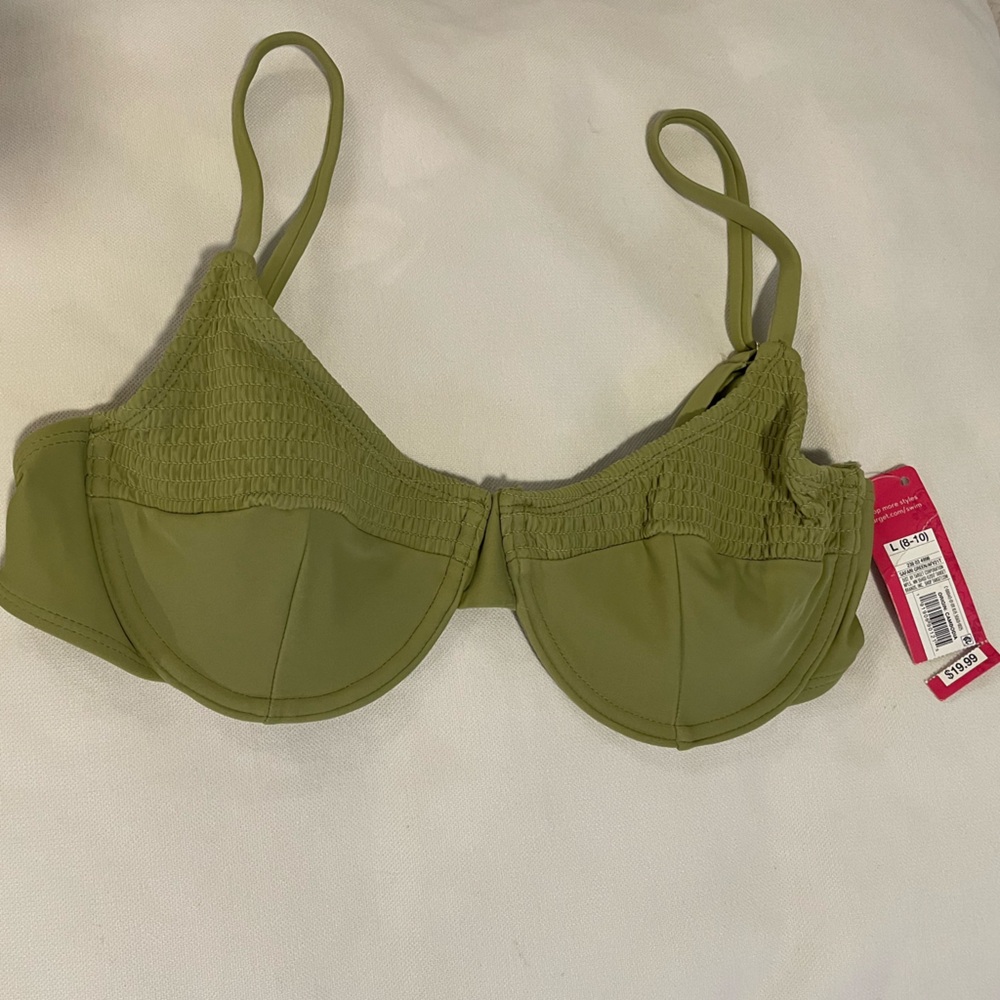 NWT Target Xhilaration Swimwear Bikini Top Underwire Safari Green Size L (8-10)